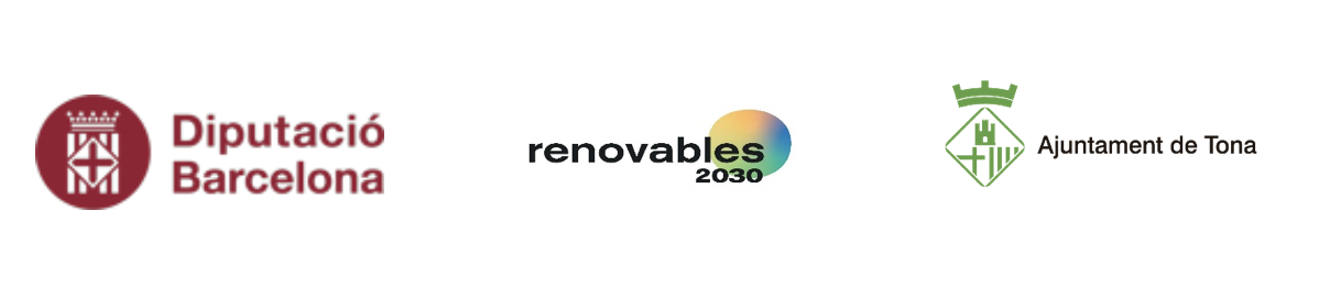 Logotips de la Diputació de Barcelona, Renovables 2030 i l'Ajuntament de Tona