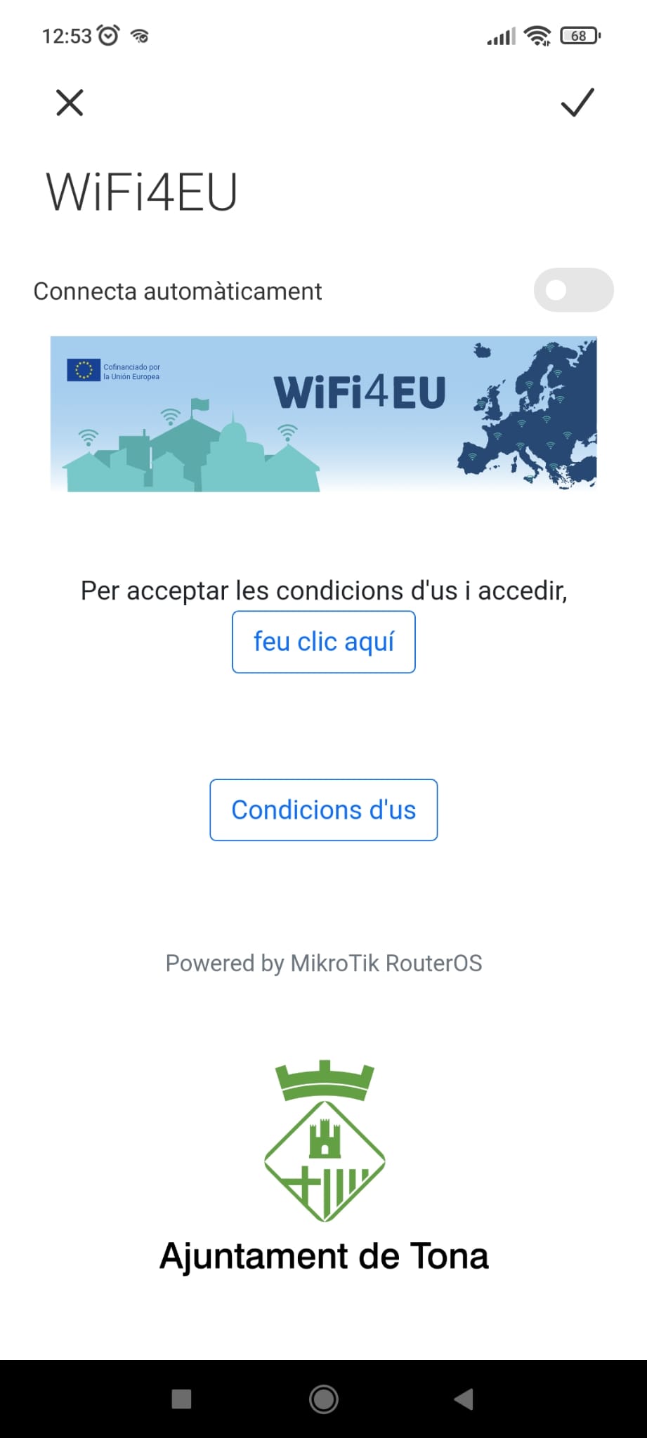 Punt d'accés de la xarxa wifi pública municipal WiFi4EU