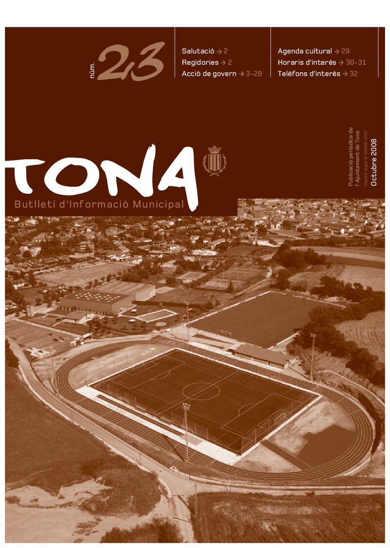 Portada: Butlletí municipal núm. 23 (Octubre 2008)