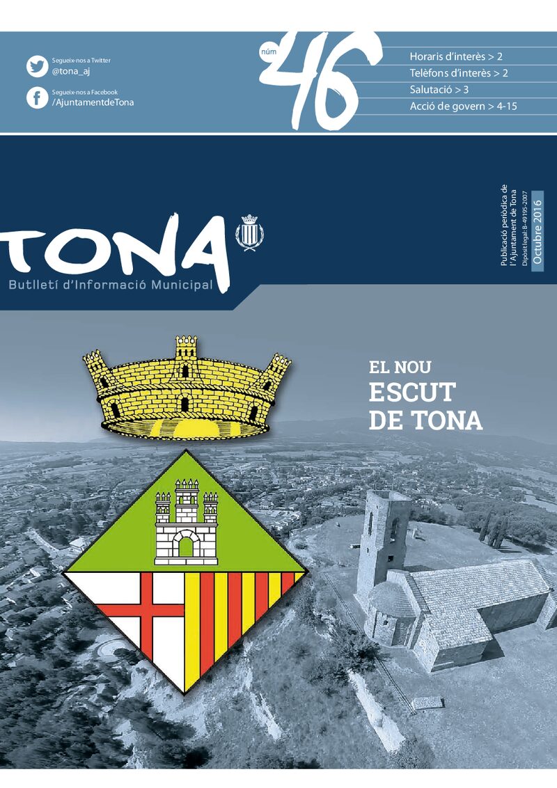 Portada: Butlletí municipal núm. 46 (Octubre 2016)