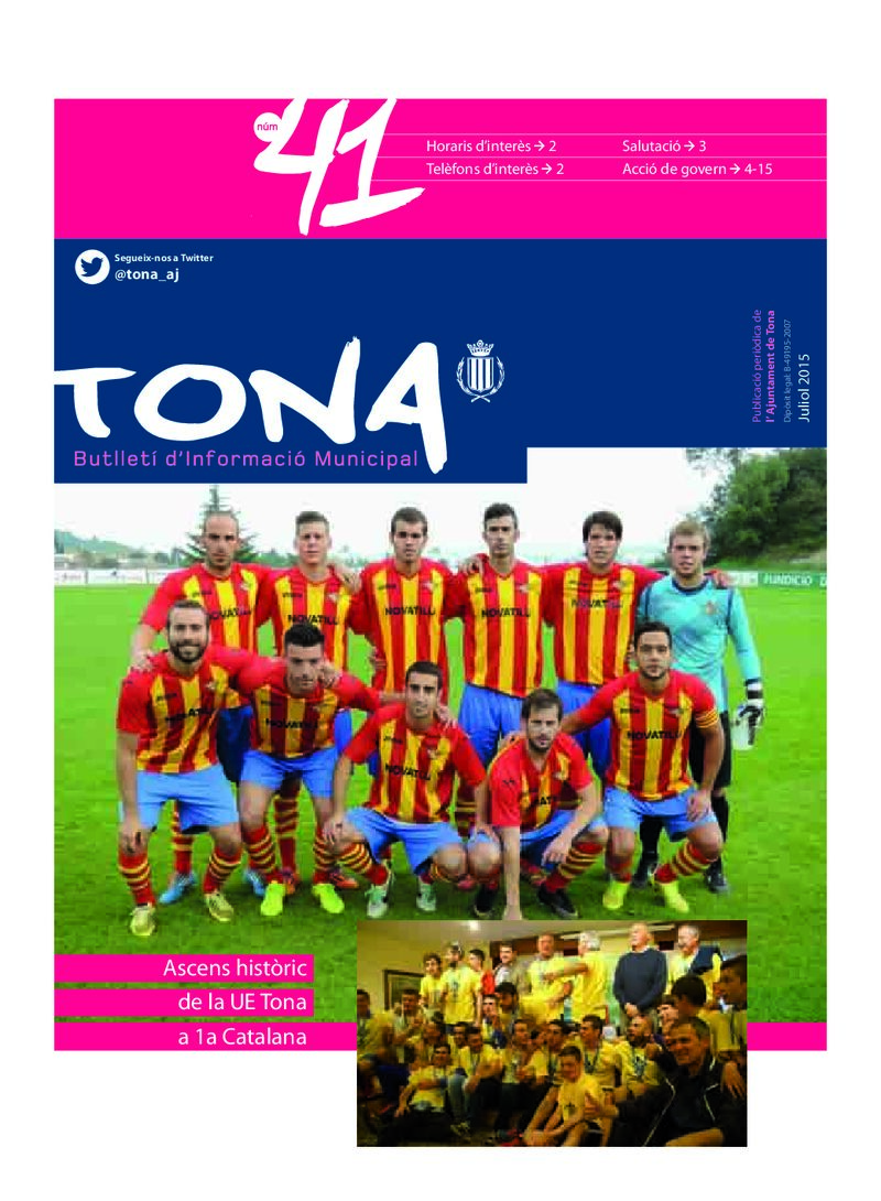 Portada: Butlletí municipal núm. 41 (Juny 2015)