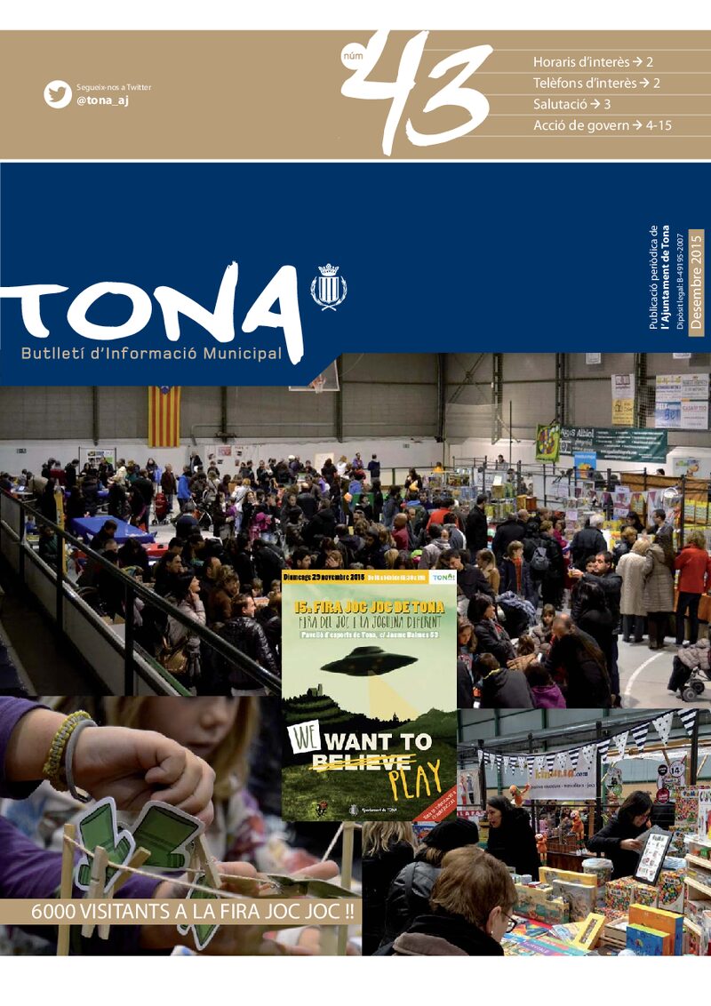Portada: Butlletí municipal núm. 43 (Desembre 2015)