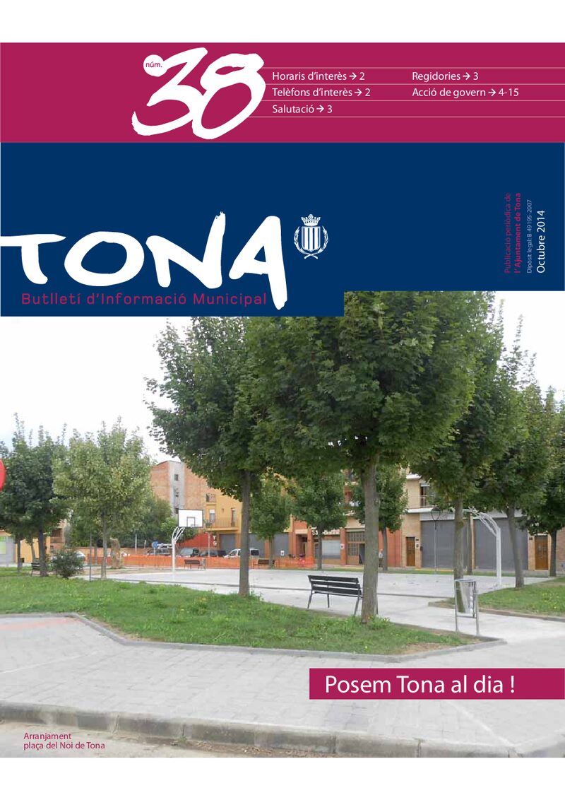Portada: Butlletí municipal núm. 38 (Octubre 2014)
