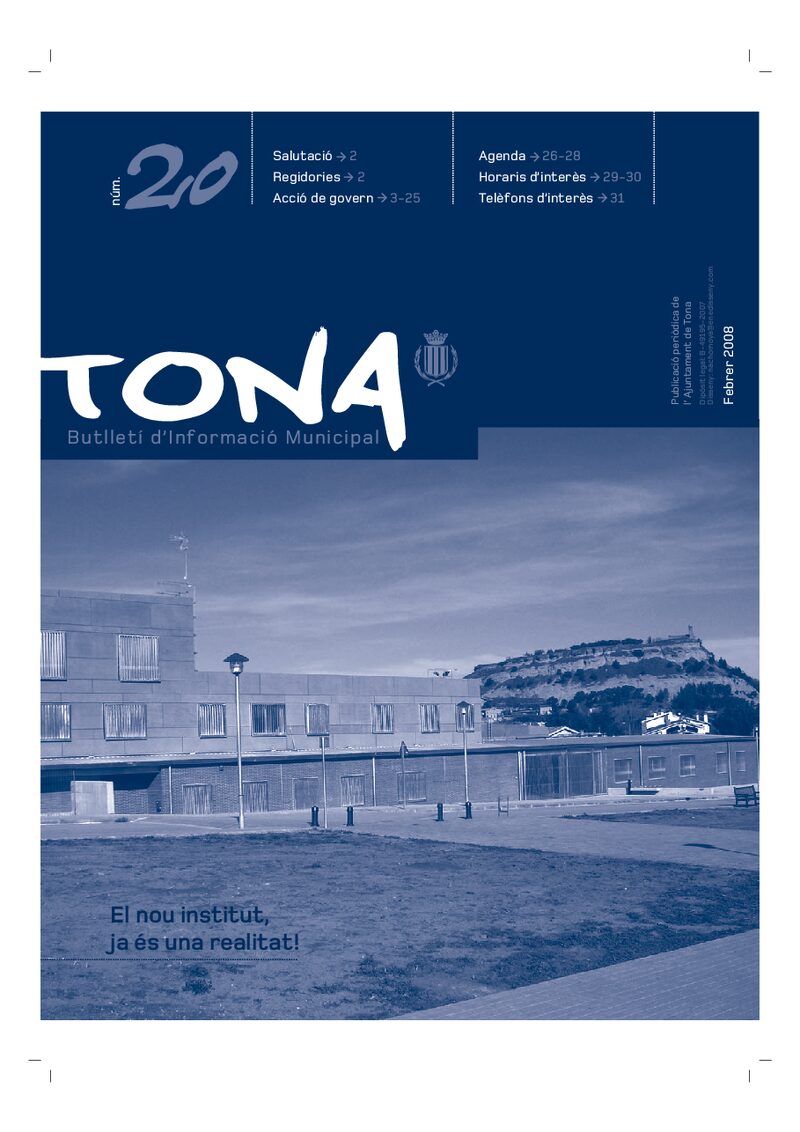 Portada: Butlletí municipal núm. 20 (Febrer 2008)