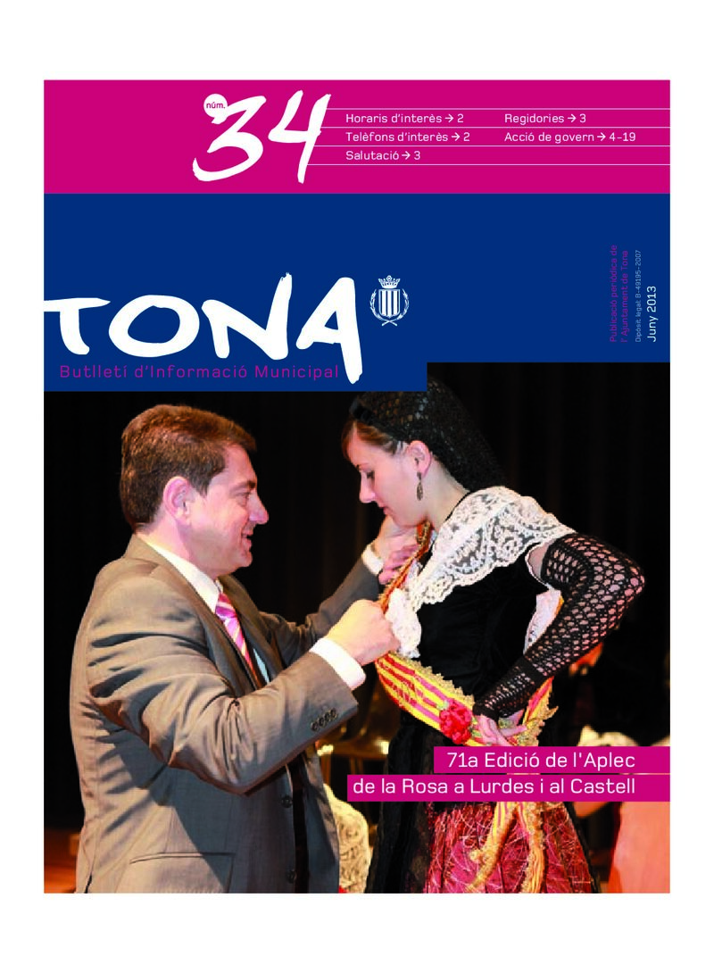 Portada: Butlletí municipal núm. 34 (Juny 2013)
