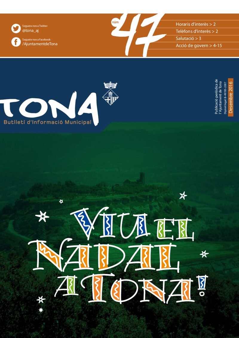 Portada: Butlletí municipal núm. 47 (Desembre 2016)