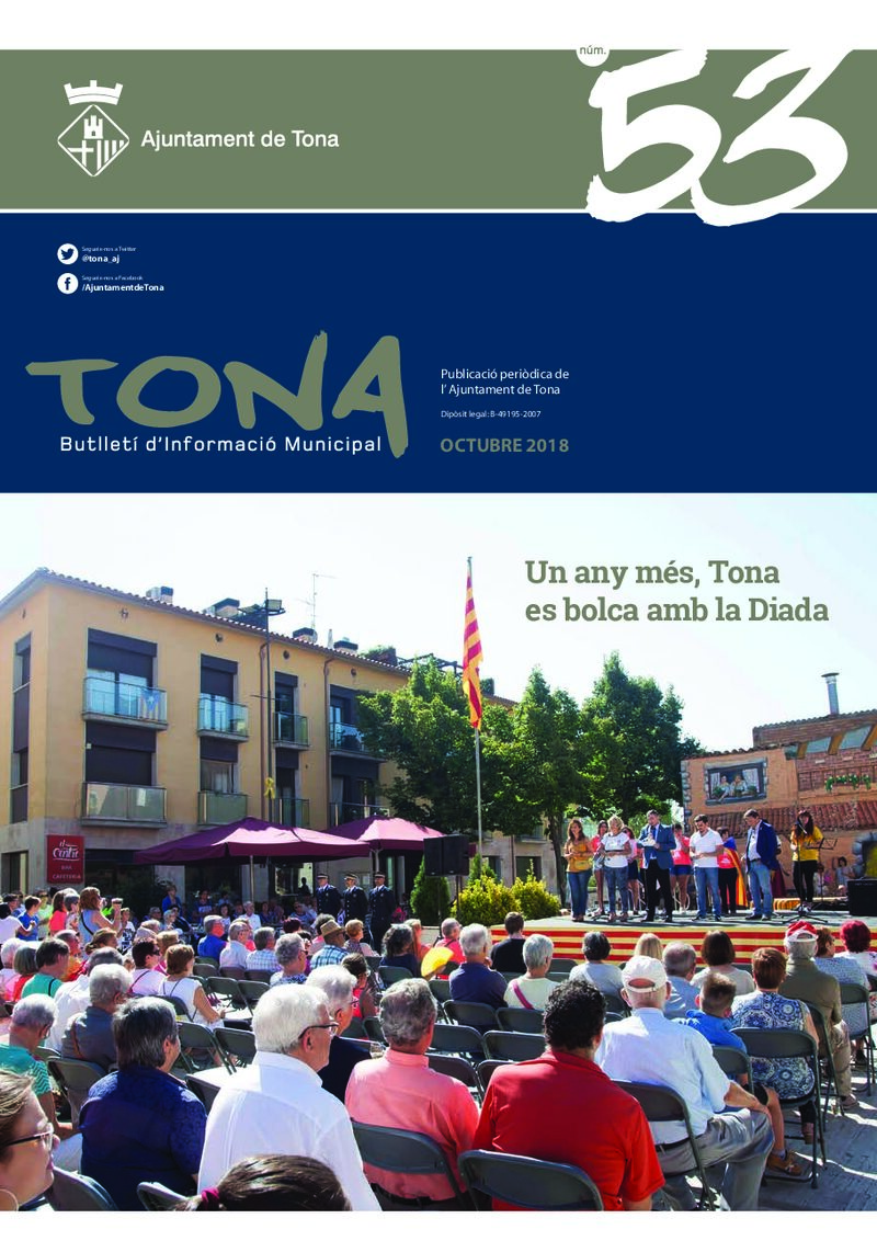 Portada: Butlletí municipal núm. 53 (Octubre 2018)